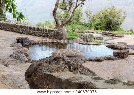 Rain In The Ruins Of Ancient Jewish Settlement Umm El Kanatir - Mother Arches On The Golan Heights