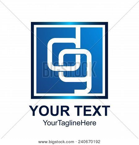 Square Initial Letter Dg Logo Design Template Element Colored Blue For Business And Company Identity