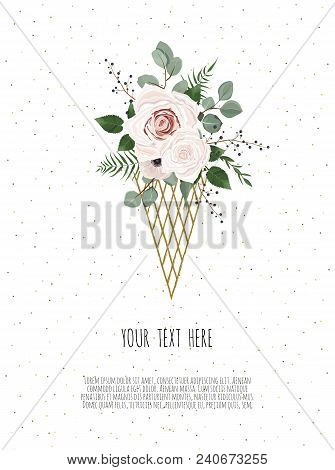 Beautiful Flowers In A Stylized Ice Creambackground With Beautiful Flowers.