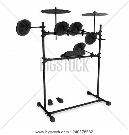 Electronic Drum Kit On White Background. 3d Illustration
