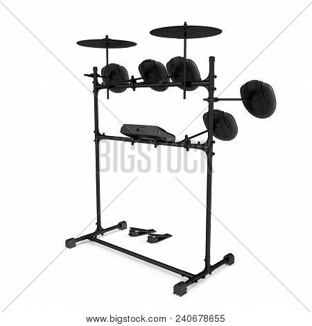 Electronic Drum Kit On White Background. 3d Illustration