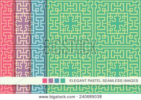 Seamless Pastel Background Set Square Geometry Cross Tracer Frame, Collection Of Stylish Vintage Ret
