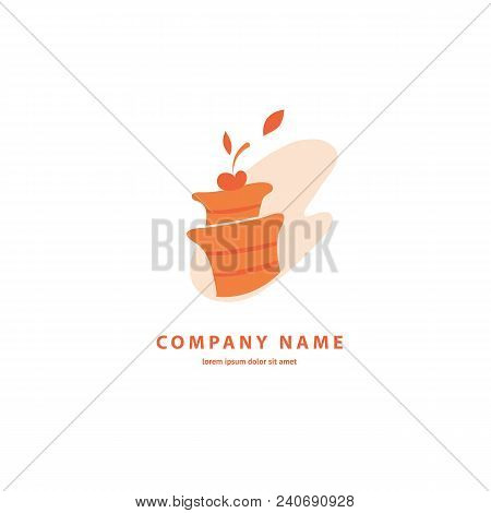 Illustration Design Of Cartoon Logotype Candy Store. Vector Icon Sweet Cake.