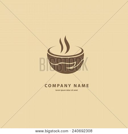 Illustration Design Of Silhouette Brown Logotype Coffee. Vector Icon Cup With Drink.