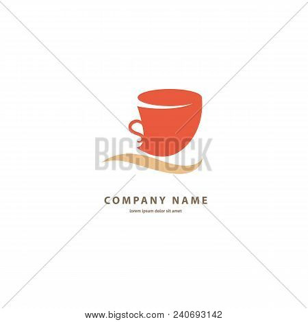 Illustration Design Of Silhouette Brown Logotype Coffee. Vector Icon Cup With Drink.