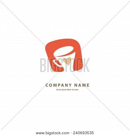 Illustration Design Of Silhouette Brown Logotype Coffee. Vector Icon Cup With Drink.