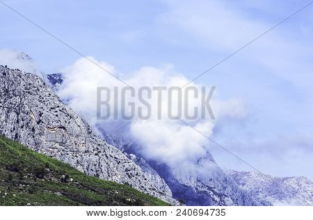 Mount Biokovo In Clouds, Biokovo Mountains, Makarska, Dalmatia, Croatia