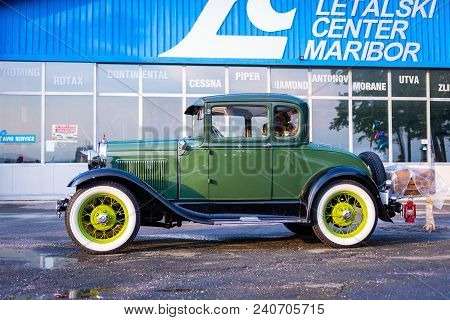Maribor, Slovenia - May 12 2018: Vintage Oldtimer Ford Model A On Display At Public Gathering Of Own
