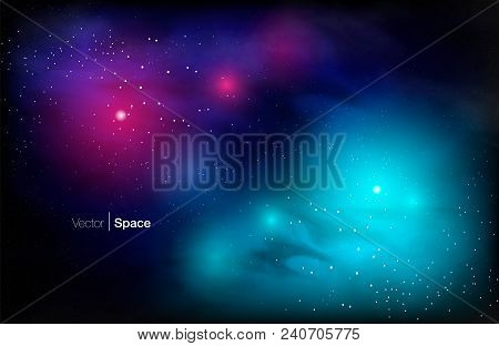 Cosmic Galaxy Background With Nebula, Stardust And Bright Shining Stars. Vector Illustration For You