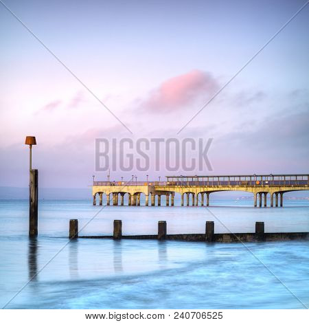 Boscombe Pier At Twilight, Bournemouth, Dorset England