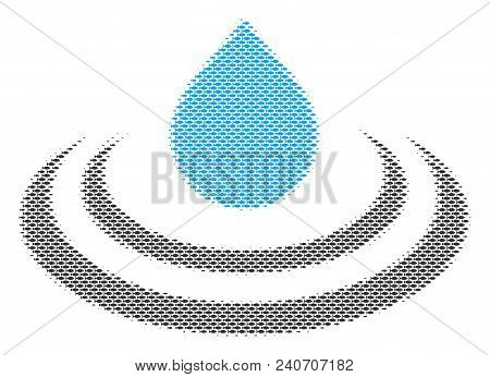 Fish Drop Ripple Halftone Mosaic. Vector Fish Pictograms Are Grouped Into Drop Ripple Illustration. 