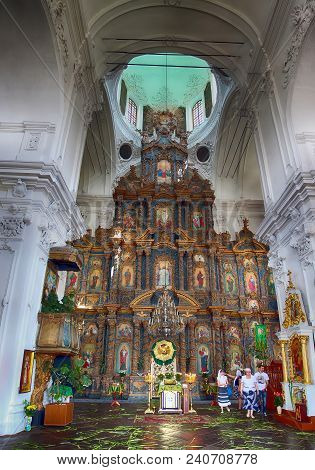 Kozelec, Ukraine, 08.06.2014 Iconostasis In Orthodox Cathedral Of The Nativity Of The Virgin In Koze