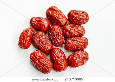 Chinese Red Jujube Isolated On White Background. Jujube Is Also Called Chinese Date And Often Used A