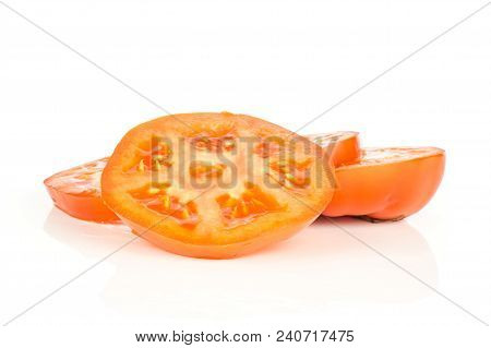 Sliced Red Tomato Isolated On White Background Fresh Cut In Circles