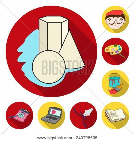 Painter And Drawing Flat Icons In Set Collection For Design. Artistic Accessories Vector Symbol Stoc