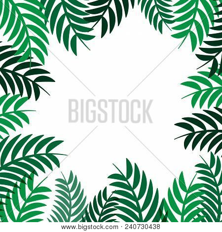 Green Leaves Frame Vector Abstract  Nature Background Design