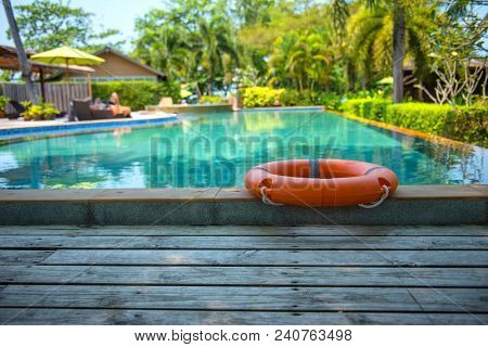 Ring Buoy Swimming Pool. Life Saving Equipment.