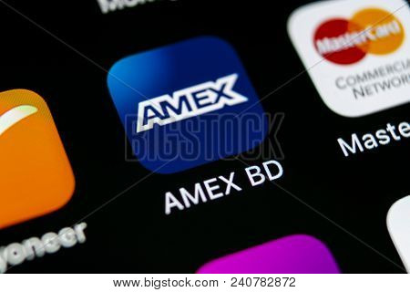 Sankt-petersburg, Russia, May 10, 2018: Amex Application Icon On Apple Iphone X Smartphone Screen Cl