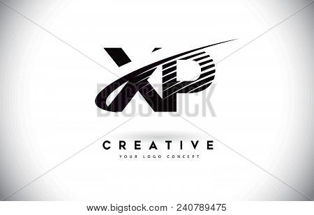 Xp X P Letter Logo Design With Swoosh And Black Lines. Modern Creative Zebra Lines Letters Vector Lo