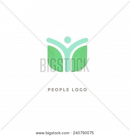 Vector Illustration, Graphic Design Editable Design. Happy People With Leafl Logo. Fitness, Sport We