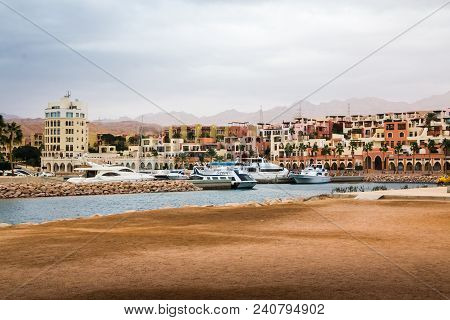 Aqaba, Jordan - December 24, 2017: Modern Marine Full Of Beautiful Yachts In Aqaba City In Tala Bay 