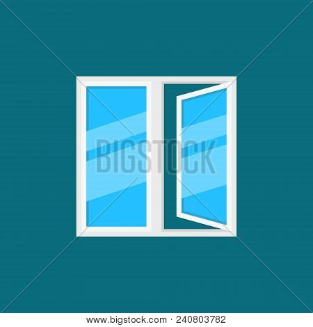 Open Plastic Window Vector Icon Or Logo Element In Flat Style