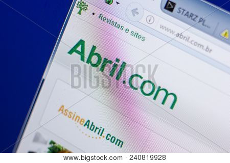 Ryazan, Russia - May 13, 2018: Abril Website On The Display Of Pc, Url - Abril.com.br