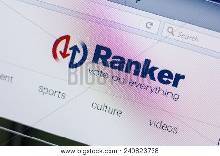 Ryazan, Russia - May 13, 2018: Ranker Website On The Display Of Pc, Url - Ranker.com