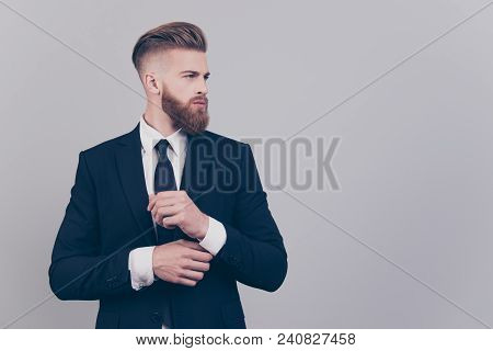 Portrait Of Handsome Attractive Neat Elegant Confident Serious Concentrated Rich Luxurious Virile Ma
