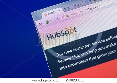 Ryazan, Russia - May 13, 2018: Hubspot Website On The Display Of Pc, Url - Hubspot.com