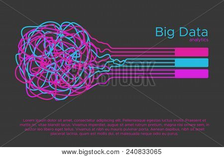 Big Data Vector Illustration. Machine Learning Algorithm For Information Filter And Anaytic In Flat 