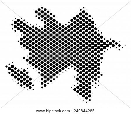Abstract Azerbaijan Map. Vector Halftone Territorial Scheme. Cartographic Pixelated Composition. Sch