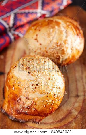 Samosa, samsa - traditional asian meat stuffed pies baked in tandoor