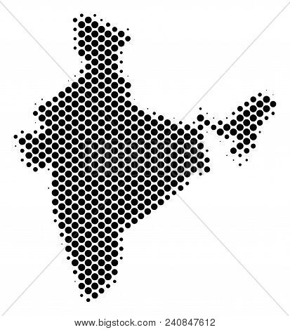 Abstract India Map. Vector Halftone Territorial Scheme. Cartographic Dotted Concept. Schematic India
