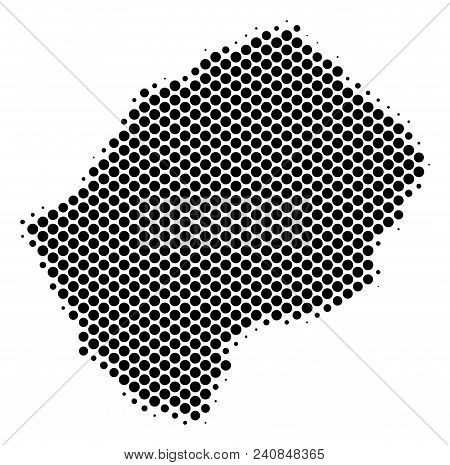 Abstract Lesotho Map. Vector Halftone Territorial Scheme. Cartographic Dot Abstraction. Schematic Le