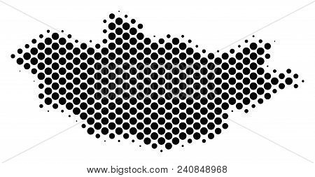 Abstract Mongolia Map. Vector Halftone Territory Scheme. Cartographic Dotted Composition. Schematic 
