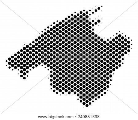 Abstract Spain Mallorca Island Map. Vector Halftone Territorial Plan. Cartographic Dot Abstraction. 