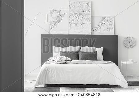 Maps In Simple Bedroom Interior