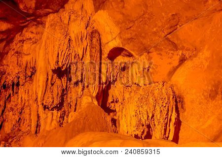 Inside View Of Borra Caves Formed By Solidified Stalactites And Stalagmites In The Karstic Limestone