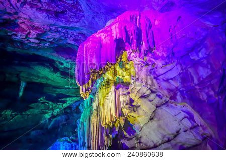 Inside View Of Borra Caves Formed By Solidified Stalactites And Stalagmites In The Karstic Limestone