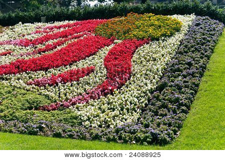 Flower Bed i Park, Lke Geneve, Schweiz