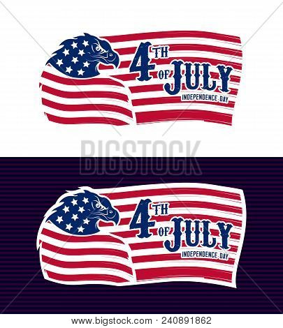 Vector Stylized Us Flag With Eagle For American Independence Day 4th Of July