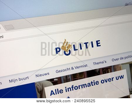 Amsterdam, Netherlands - May 16, 2018: Official Homepage Of Dutch National Police (dutch: Nationale 