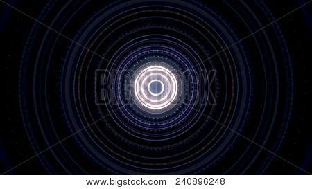 Futuristic Video Animation With Particle Stripe Object And Lights In Motion. Circular Glow Animation