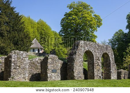 Part Of The Ruins Of The Historic Battle Abbey In The Town Of Battle In East Sussex.  The Abbey Is L
