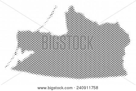 Schematic Kaliningrad Region Map. Vector Halftone Geographic Plan. Grey Pixelated Cartographic Conce