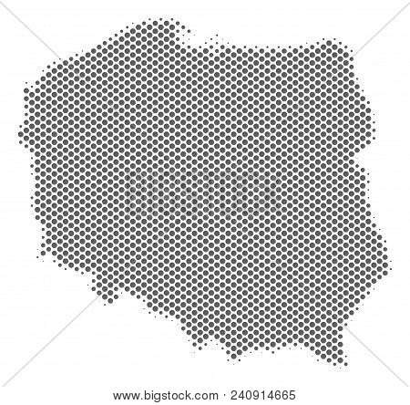 Schematic Poland Map. Vector Halftone Territorial Abstraction. Gray Pixel Cartographic Composition. 
