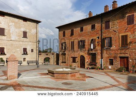Architectural detail in Gambassi Terme medieval village, Tuscany, Italy, Europe