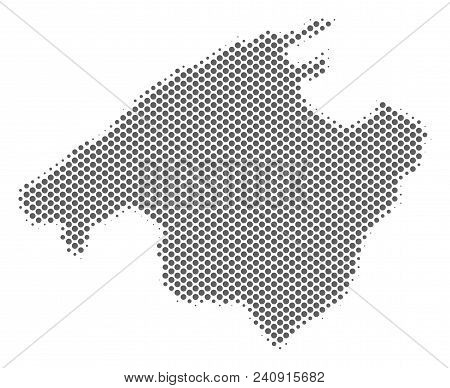 Schematic Spain Mallorca Island Map. Vector Halftone Territory Plan. Gray Dotted Cartographic Concep