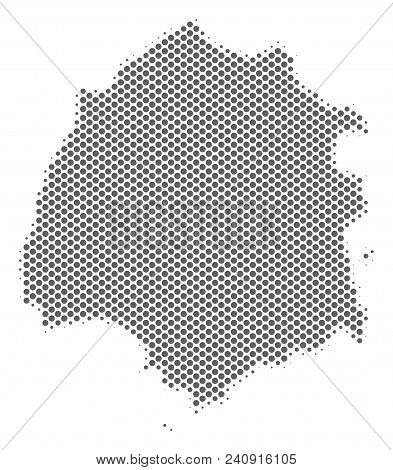 Schematic Thassos Greek Island Map. Vector Halftone Territorial Scheme. Silver Dot Cartographic Conc